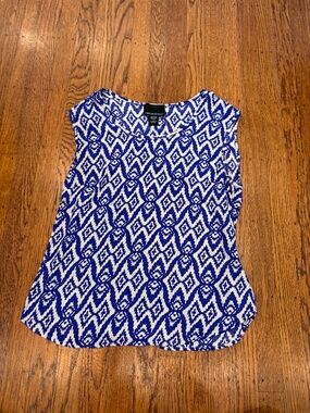 Cynthia Rowley Blue/Purple White Print Flowy Tank - Women's Large
